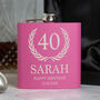 Personalised Pink Birthday Crest Hip Flask – 18th 21st 30th Gift, thumbnail 4 of 8