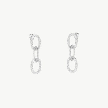 Ancient Allure Textured Silver Chain Drop Earrings, 2 of 6