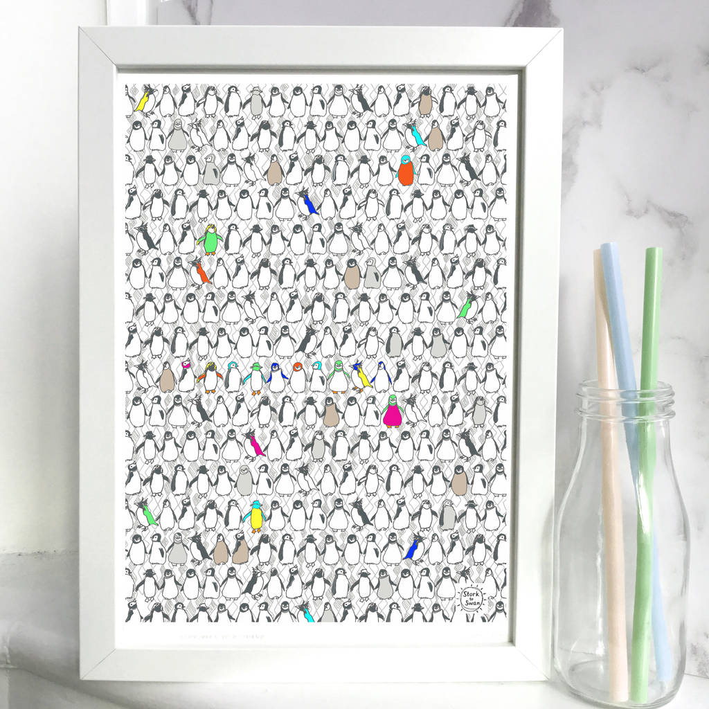 'Penguins On A Lineup' Giclee Print, 1 of 5