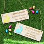 Easter Bunny Please Stop Here Personalised Wooden Sign, thumbnail 1 of 4