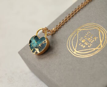 Padlock Gemstone Heart Necklace, 10 of 12