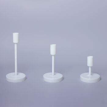 G Decor Set Of Three Scandi White Taper Candle Holders, 5 of 5
