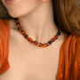Chunky Amber And Blue Gemstone Bead Necklace, thumbnail 2 of 4