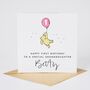 Personalised Winnie The Pooh Granddaughter 1st Birthday Card Pink Balloon *Age Options, thumbnail 1 of 3