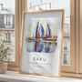 Baku Azerbaijan Travel Print Poster, thumbnail 2 of 7