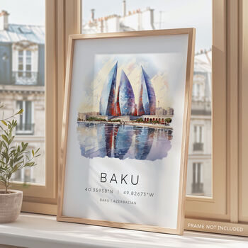 Baku Azerbaijan Travel Print Poster, 2 of 7