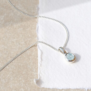 November Birthstone Blue Topaz Sterling Silver Charm Necklace, 2 of 10