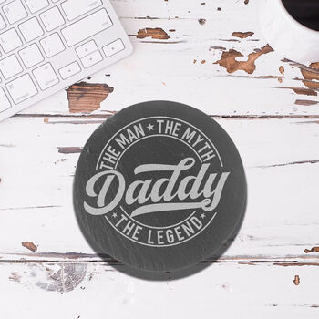 Funny Fathers Day Gift Legend Slate Coaster, 2 of 2