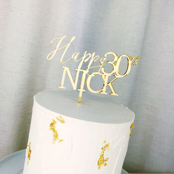 Personalised Any Age Happy Birthday Cake Topper, 2 of 6