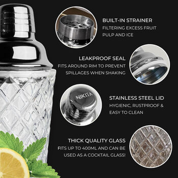 Silver Glass Cocktail Shaker And Jigger Set, 4 of 7