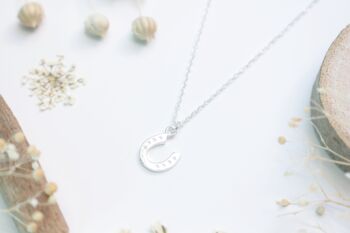 Sterling Silver Horseshoe Necklace Good Luck Gift, 2 of 6