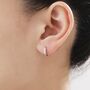 Sterling Silver Minimalist Single Baguette Cut Cz Huggie Hoop, thumbnail 2 of 12
