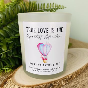 Personalised Love Is An Adventure Valentines Candle, 3 of 11
