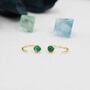 Sterling Silver Genuine Green Onyx Huggie Hoop Earrings, thumbnail 5 of 10