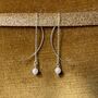 Pearl And Sterling Silver Ear Threaders, thumbnail 2 of 3