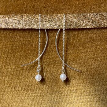 Pearl And Sterling Silver Ear Threaders, 2 of 3