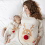 Christmas Pyjamas Mum And Baby Reindeer Print, thumbnail 1 of 6