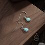 Aqua Green Opal Droplet Drop Hook Earrings, thumbnail 1 of 9