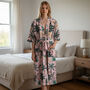 Jungle Print 100% Cotton Dressing Gown In Pale Pink, thumbnail 2 of 7
