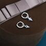Rhombus Cz Huggie Hoop Earrings In Sterling Silver, thumbnail 4 of 11