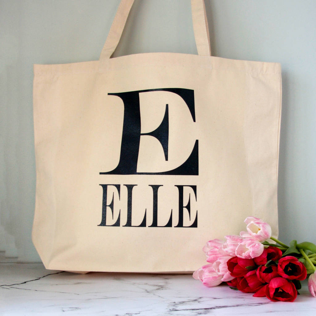 personalised initial tote bag