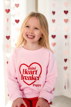 Valentines 'Mini Heartbreaker' Personalised Name Embroidered Sweatshirt, 6 of 9