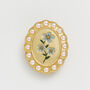 Gold Forget Me Not Pearl Cameo Brooch, thumbnail 1 of 7