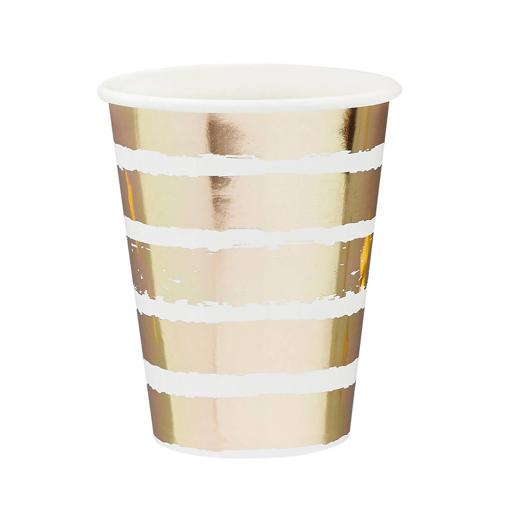 Gold Striped Party Paper Cups By Peach Blossom