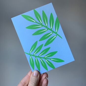 Palm Leaf Print Set Of Six Mixed Design Notecards, 3 of 4