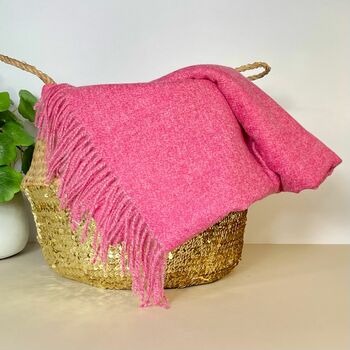 Fuchsia Pink Tassel Blanket Scarf, 2 of 3