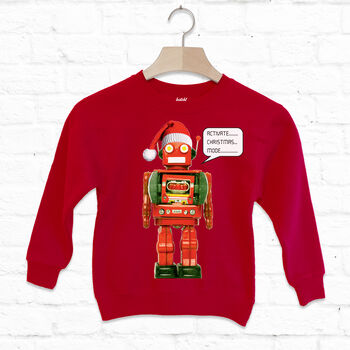 Activate Christmas Mode Kids Christmas Robot Sweatshirt, 2 of 2