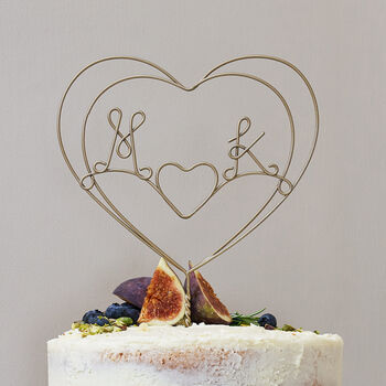 Heart Personalised Wedding Wire Cake Topper, 2 of 9