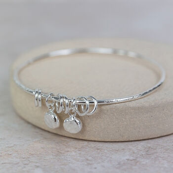 Sterling Silver Nugget Charm Bangle, 3 of 3