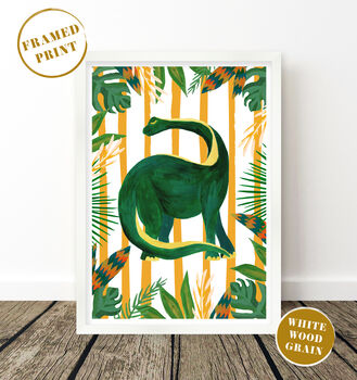 Framed Green Dinosaur Print, 8 of 9