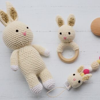 Organic Bunny Toy Baby Gift Set, 3 of 7