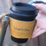 Personalised Reusable Coffee Cup Leather Bike Holder, thumbnail 4 of 9