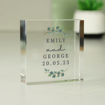 Personalised Wedding Botanical Crystal Keepsake, 2 of 2