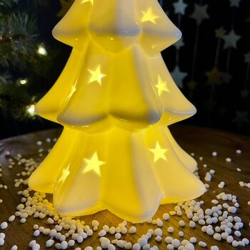 Medium White Porcelain Christmas Tree With Lights, 3 of 5