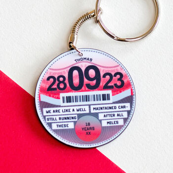 Personalised Tax Disc Anniversary Keyring, 2 of 3