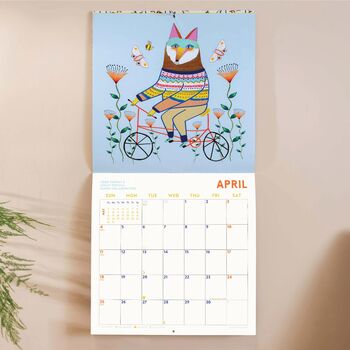 2027 Wall Calendar | Folk Animals By Ashley Percival | Sunday Start, 3 of 4