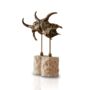 Hand Carved Brass And Travertine Shell Sculpture Set, thumbnail 2 of 2