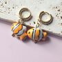 Clownfish Ceramic Earrings With 18ct Gold Plated Huggie Hoops, thumbnail 3 of 6