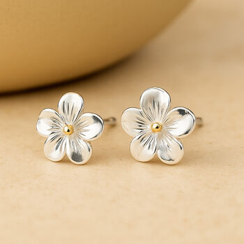 Sterling Silver February Violet Birth Flower Stud Earrings, 10 of 10