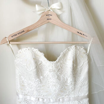 Personalised Wedding Dress Wooden Hanger, 5 of 7