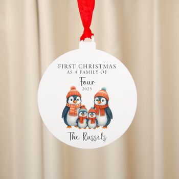 Personalised First Christmas Penguin Family Tree Decoration, 7 of 8