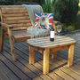 Deluxe Wooden Garden Bench Set With Coffee Table, thumbnail 3 of 3