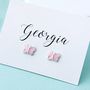 Personalised Pink Butterfly Earrings, thumbnail 2 of 3