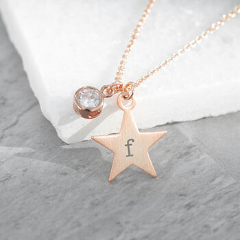 Personalised Rose Gold Star Birthstone Crystal Necklace, 8 of 12