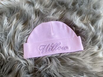 Personalised Embroidered Newborn Baby Hat, 7 of 10