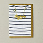 Breton Blue Stripe T Shirt Birthday Girl Greeting Card, thumbnail 2 of 4